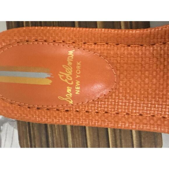 Sam Edelman New York Woven Raffia Slide Sandals Orange Square Buckle Women’s 6M - Picture 4 of 5